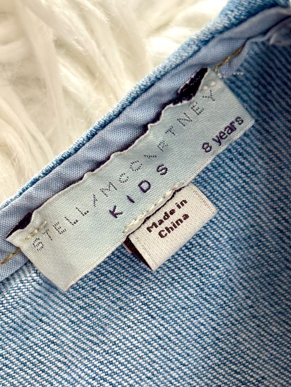 Stella McCartney Kids Star Blue Denim Shirt Dress Little Girls Size 8 Pockets - Picture 2 of 11